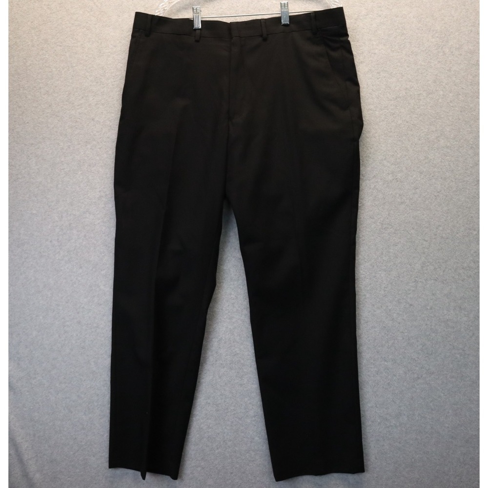 Billy London Pants Mens 38x32 Dress Slacks Suit Business Formal Flat Front Black